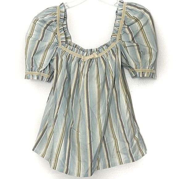 Reformation Blue Striped Puff Sleeve Top - Small - Picture 1 of 7